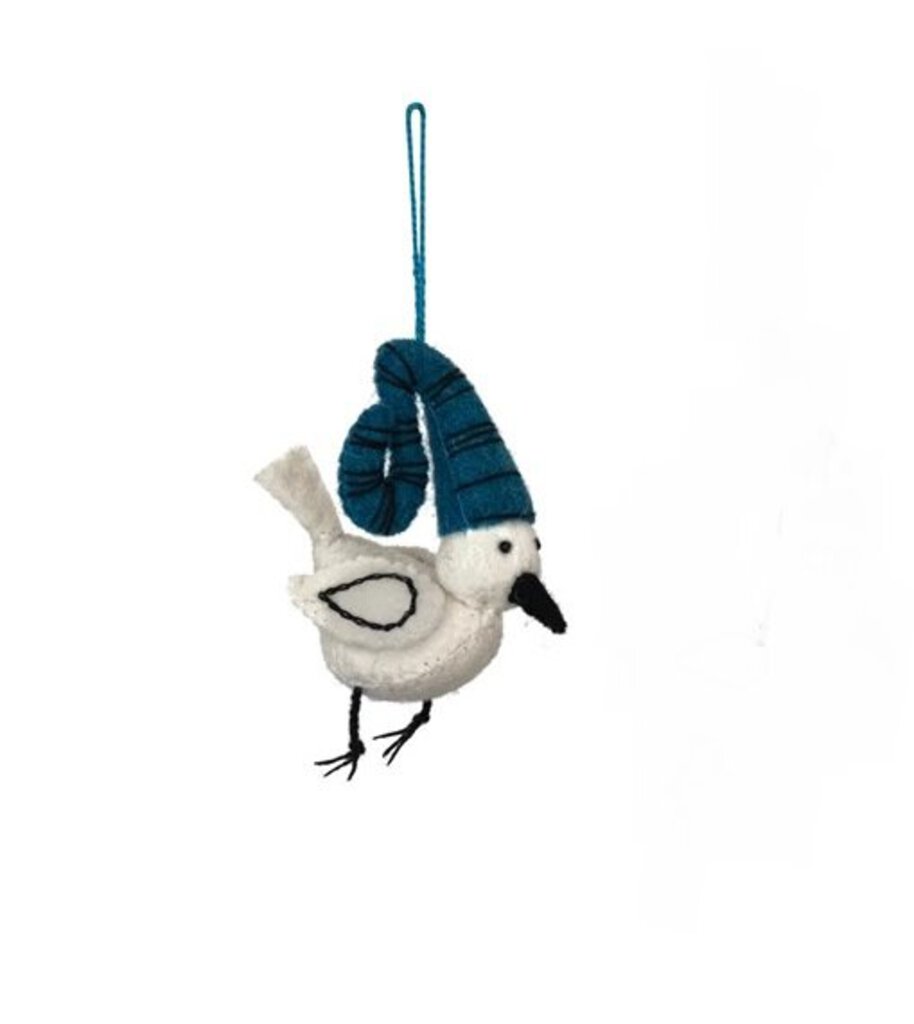Wool Felt Bird Ornament, Blue
